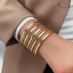 Bracelet Manchette Doré Multi-Éclat